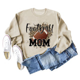 FOOTBALL MOM LETTERS Léopard sous-couche à manches longues surdimensionné pull fille