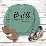 Be Still and Know – Pullover mit Buchstaben-Print, Rundhalsausschnitt, lockeres Langarmshirt in Übergröße, modischer Pullover für Mädchen