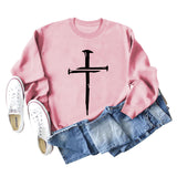 Cross Print Autumn and Winter Bottoming Long-sleeved Women's Sweatshirt