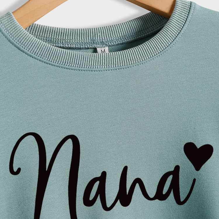 Nana Heart Lettre Imprimé Col Rond Manches Longues Lâche Grande Taille Sweat