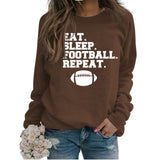 EAT SLEEP FOOTBALL REPEAT Women's Autumn and Winter Round Neck Long Sleeve Sweater