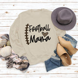 Football Mama Love Leopard Letter Crew Neck Long Sleeve Sweatshirt