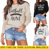 Football Aunt Letter Loose Round Neck Autumn and Winter Plus Size Casual Long Sleeve Sweater Girl