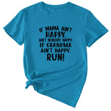 Large Women's Letter If Mama Ain't Happy Short Sleeve T-shirt