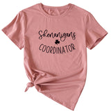 Simplified Letter Shenanigans Coordinator Round Neck Short Sleeve T-shirt