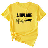 Fashion Women's Airplane Woman Casual Short Sleeves