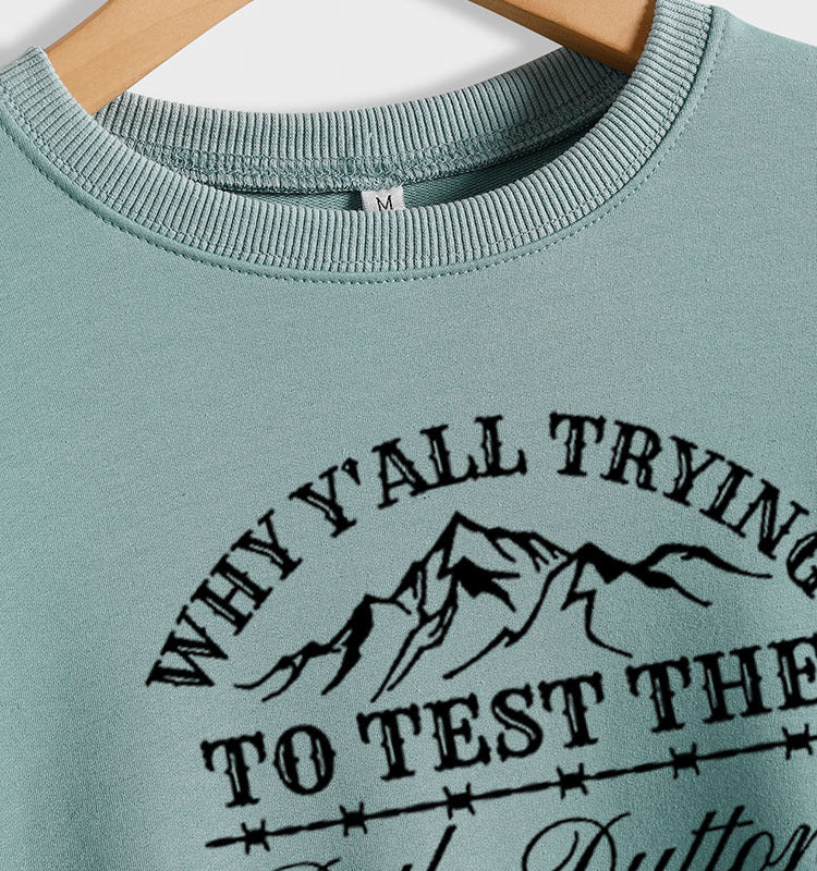 WHY Y'ALL Lettres Col Rond Hauts Sweat Femme Lâche Manches Longues