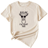 Sand Large Women's T-Shirt RELAX I'VE GOAT Short Sleeve