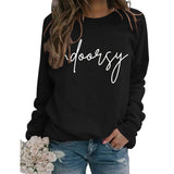 Indoorsy Pullover Rundhals Shirt Langarm Druck Lose Einfache Pullover