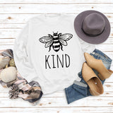 Kind Bee Alphabet-Druck Herbst- und Winterrücken, lockerer, großer Pullover mit langen Ärmeln und Rundhalsausschnitt (Damen)