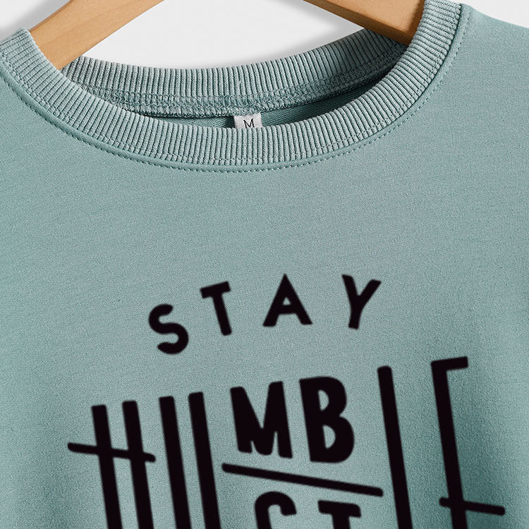 STAY HUMBST LE HARD lettres ample manches longues grande taille pull femme