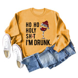 Ho Ho Holly Sht Rotwein Tasse Weihnachten Hut Brief Mode Herbst Winter Langarm Sweatshirt