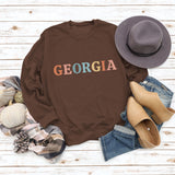 GEORGIA Letter Fashionable Loose Women's Long Sleeve Round Neck Sweater Women