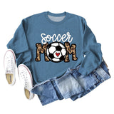 Soccer Mom Football Love Letter Leopard Rundhals Herbst/Winter Langarm Pullover Damen