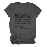 REALTOR LETTER LOOSE WOMEN'S CASUAL CREWNECK SHORT SLEEVE FASHION T-SHIRT TOP