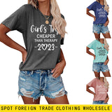 Girl's Trip Cheeper Round Neck Letter Women's T-shirt Fashion Short SleeveT-Shirt