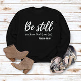 Be Still and Know – Pullover mit Buchstaben-Print, Rundhalsausschnitt, lockeres Langarmshirt in Übergröße, modischer Pullover für Mädchen