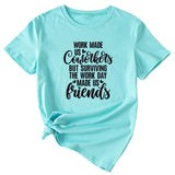 English Letters Work Made Us Womens New Casual Short Sleeves Shirt