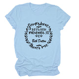 Women‘s Casual Short-sleeved T-shirt with Somewhere Between Letters T-Shirt