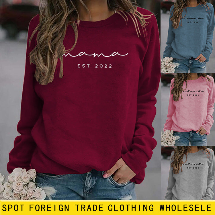 Mama EST – pull décontracté à col rond et Simple, ample avec haut à la mode pour femmes, 2022