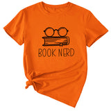 BOOK NERD GLASSES PATTERN FASHION WOMEN'S CASUAL CREWNECK SHORT SLEEVE T-SHIRT