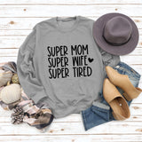 SUPER MOM SUPER WIFE LETTRES COEUR BASE ROBE À MANCHES LONGUES FEMME