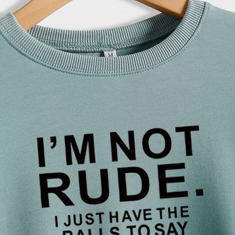 I'M NOT RUDE I Fashion Pull ample à manches longues pour femme Grande taille