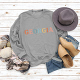 GEORGIA Letter Fashionable Loose Women's Long Sleeve Round Neck Sweater Women