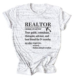 REALTOR LETTER LOOSE WOMEN'S CASUAL CREWNECK SHORT SLEEVE FASHION T-SHIRT TOP