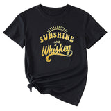 Women's Large Sunshine and Whishkey Round Neck Short Sleeve T-shirt