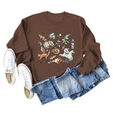 Bottom Crewneck, Loose Print, Long-sleeved Oversized Sweatshirt