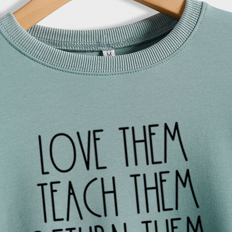 Love The Teach – pull ample à manches longues et col rond pour femme, grande taille, automne et hiver