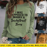 Damen-Pullover mit Rundhalsausschnitt und Buchstaben, langärmelig, „I Was Supposed“, lockerer Aufdruck