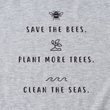 SAVE tHE BEES PLANt Letter Casual Round Neck Short Sleeve Women's t-ShirT-Shirt