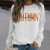 HELLO AUTUMN Letter Round Neck Long Sleeve Plus Size Sweater