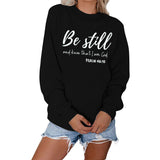 Be Still and Know – Pullover mit Buchstaben-Print, Rundhalsausschnitt, lockeres Langarmshirt in Übergröße, modischer Pullover für Mädchen