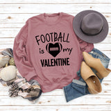 FOOTBALL IS MY VALENTINE Lettre Amour Baseball Pull à manches longues Fille