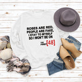 Roses Are Red Autumn and Winter Bottoming Letter Loose Long Sleeve Plus Size Round Neck Sweater