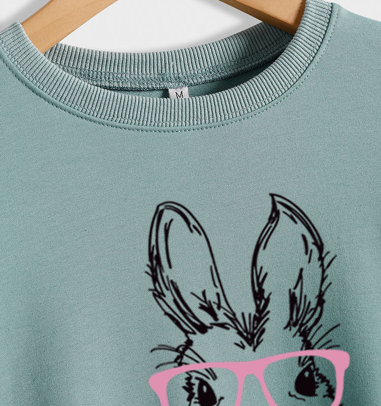 Sweat-shirt ample à manches longues et col rond imprimé avec lettres