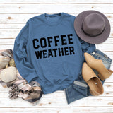 Buchstabe COFFEE WEATHER Modischer langärmliger Pullover mit Rundhalsausschnitt für Damen