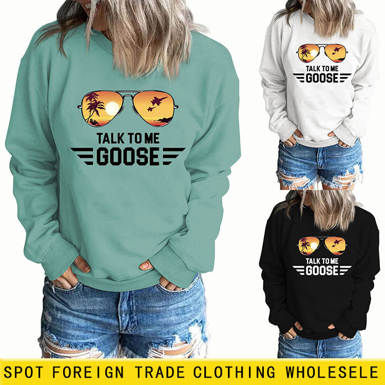 Talk Me Goose Round Neck Fashion Long Sleeve Loose Large Size Sweater