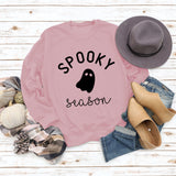 Cross-border SPOOKY SEASON Letter Loose Fall/Winter Round Neck Sweater Ladies Long Sleeve