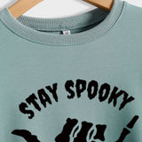 STAY SPOOKY Finger Letter Print Autumn Winter Round Neck Long Sleeve Sweater Girl