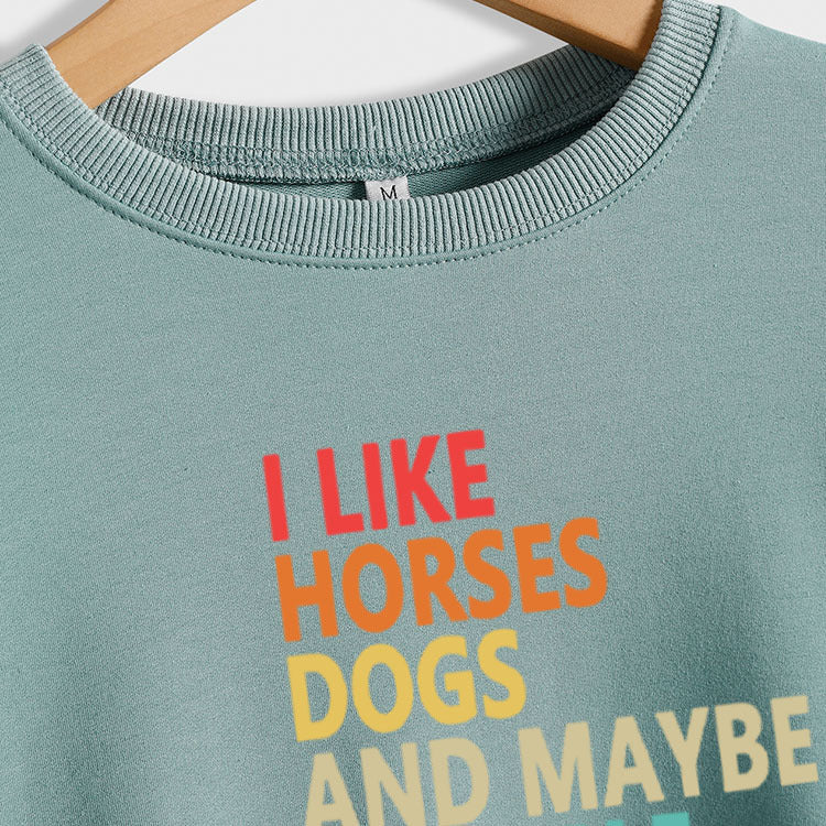 J'aime les chevaux chiens mode col rond lettres imprimées pull à manches longues pour femmes