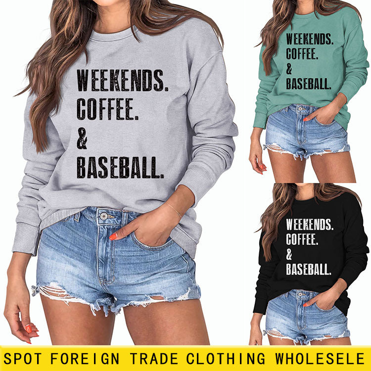 Weekends Coffee Basell Fashion Letter Pull ample à manches longues