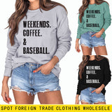 Weekends Coffee Basell Fashion Letter Lockerer Langarmpullover