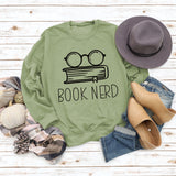 Book Nerd Glasses Book Printed Loose Bottomed Long Sleeve Large Size Sweater