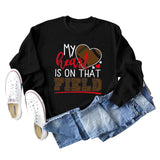 Damen Sweatshirt mit Aufschrift „My Heart Is on That Field“