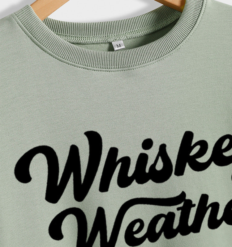 Whiyweather lettre décontracté col rond à manches longues pull ample sport mode chemise à bascule robe pour femme