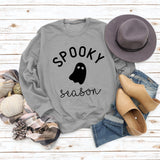 Cross-border SPOOKY SEASON Letter Loose Fall/Winter Round Neck Sweater Ladies Long Sleeve